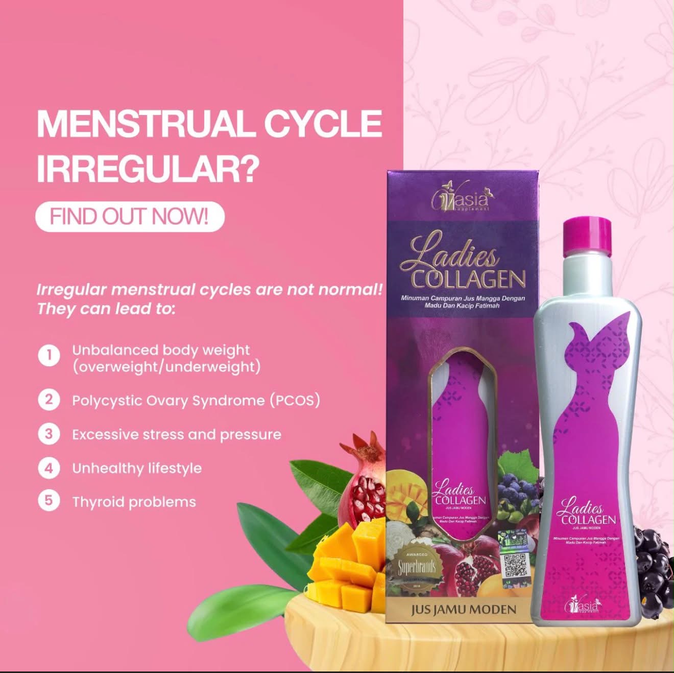 Ladies Collagen – Mango Juice with Honey  (Superfood Wellness Drink)