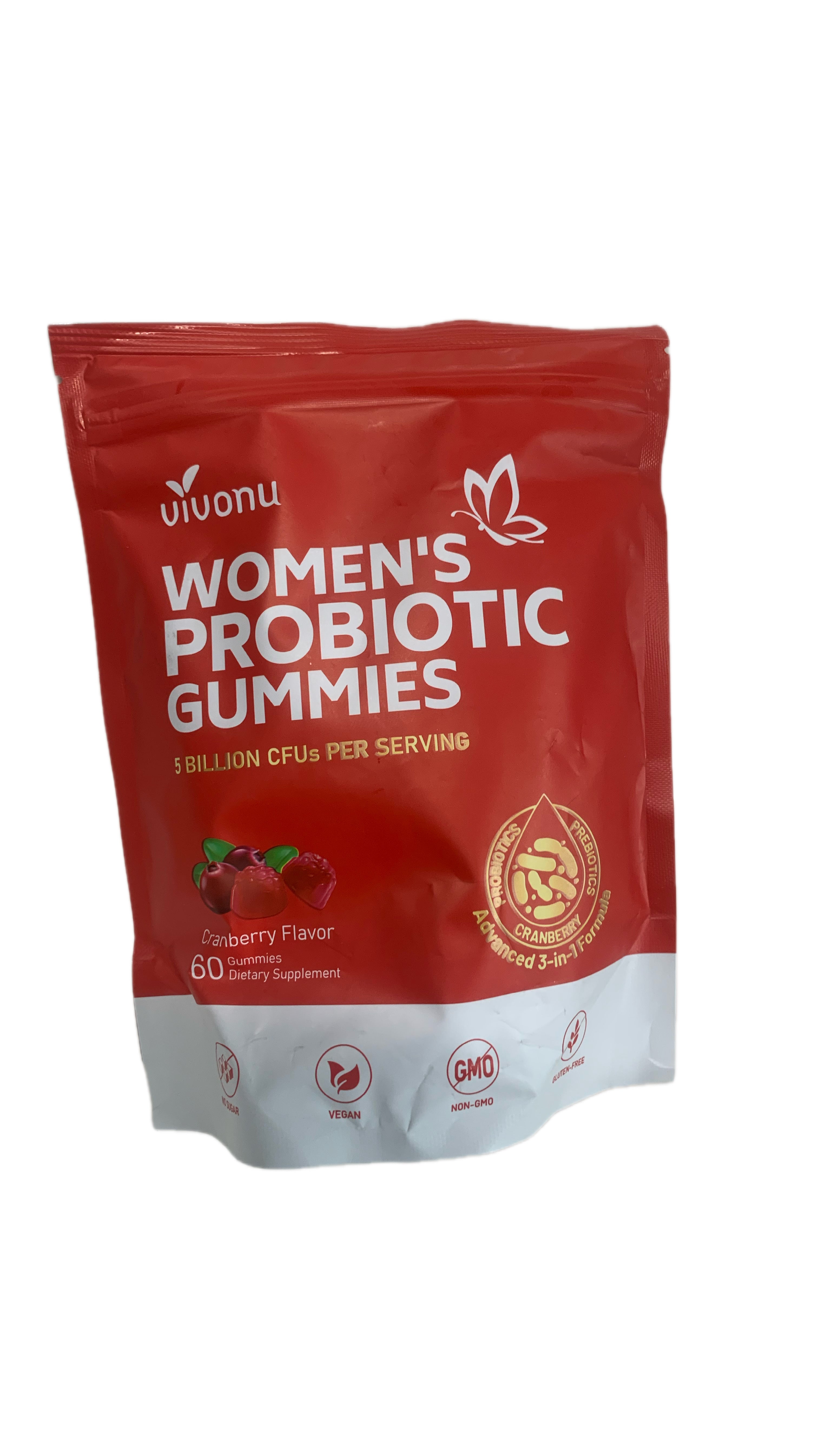 Vivonu Women’s Probiotic Gummies – Cranberry Flavour | Gut & Vaginal Health Support | 60 Gummies